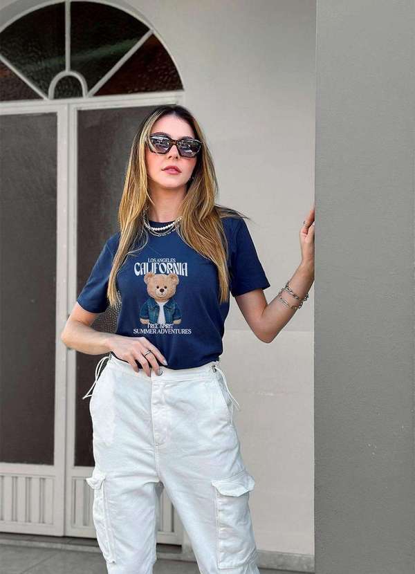 Cianitas - T-Shirt Azul Marinho Urso California Azul 3