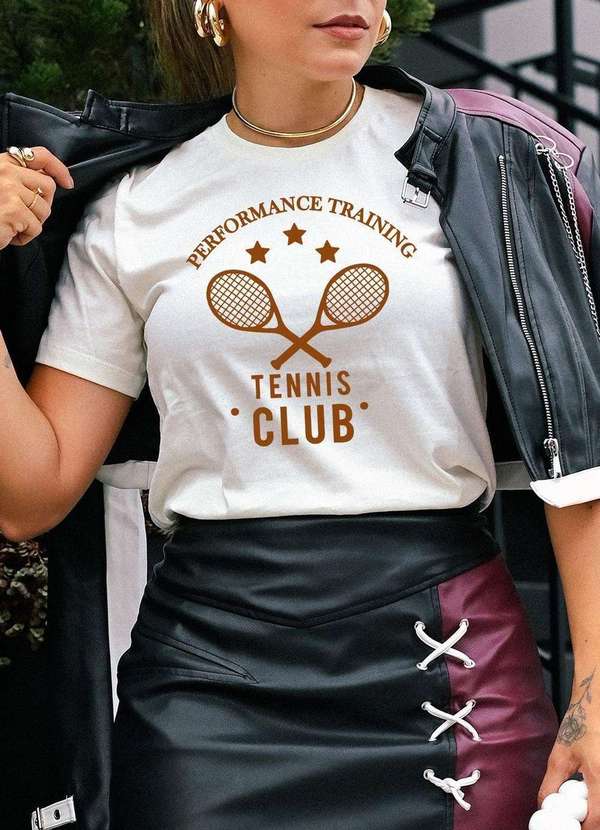 Cianitas - T-Shirt Feminina Off Tennis Bege 2