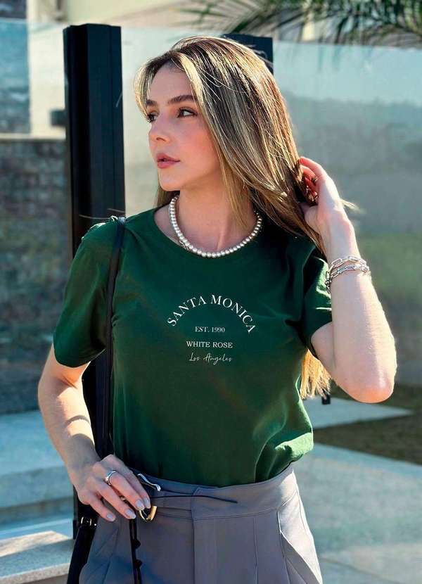 Cianitas - T-Shirt Feminina Verde Escuro Santa Monica Verde