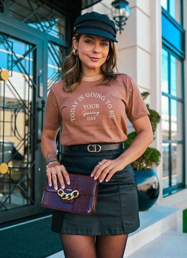 Cianitas - T-Shirt Marrom Claro Today Is Going Marrom