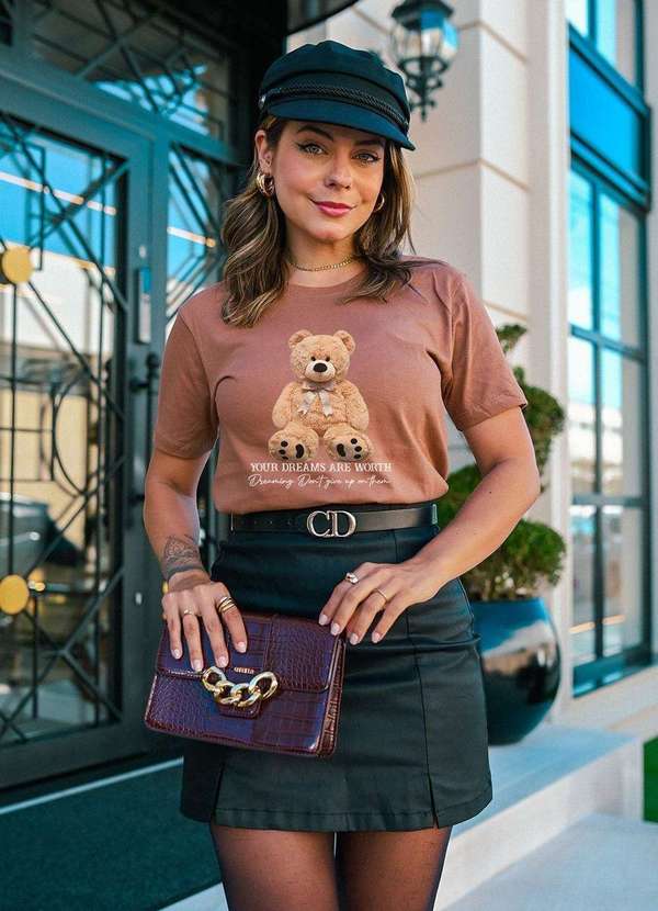 Cianitas - T-Shirt Marrom Claro Urso Your Dreams Marrom