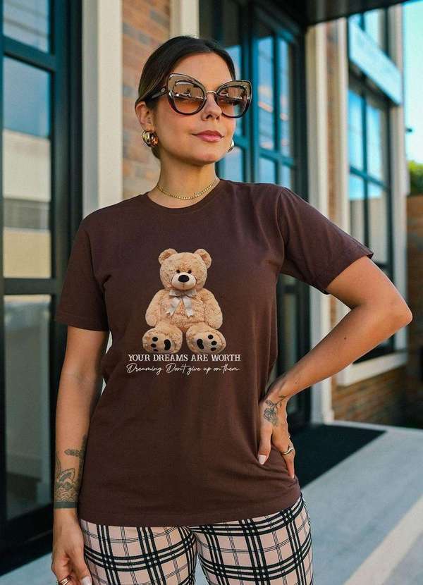 Cianitas - T-Shirt Marrom Escuro Urso Your Dreams Marrom
