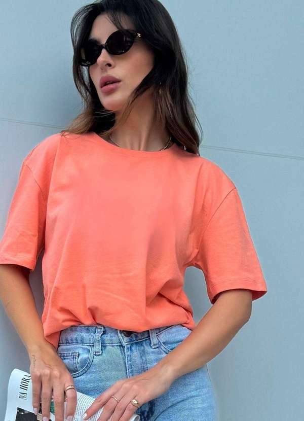 Cianitas - T-Shirt Over Lisa Pessego Laranja