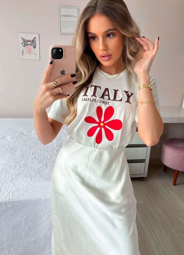 Cianitas - Camiseta Feminina Off Italy Bege