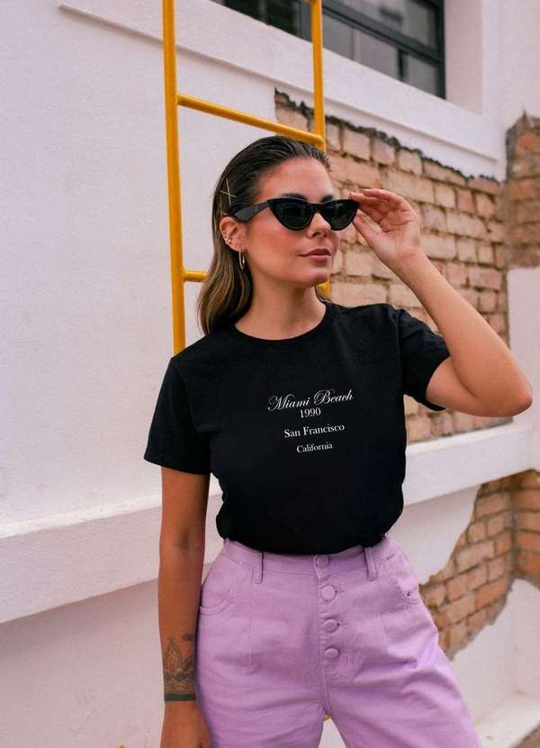 Cianitas - T-Shirt Preta Miami Beach 1990 San Francisco Preto 2