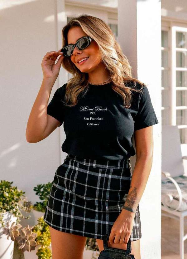 Cianitas - T-Shirt Preta Miami Beach 1990 San Francisco Preto 3