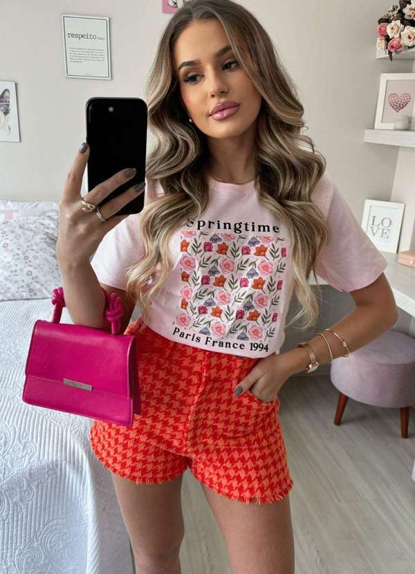 Cianitas - T-Shirt Rosa Bebe Flores Springtime Rosa