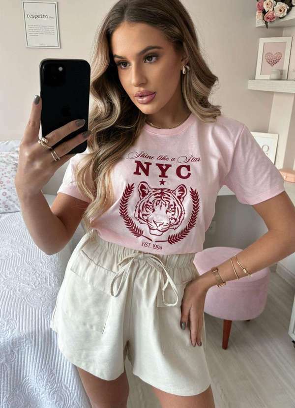 Cianitas - T-Shirt Rosa Bebe Tigre Nyc Rosa