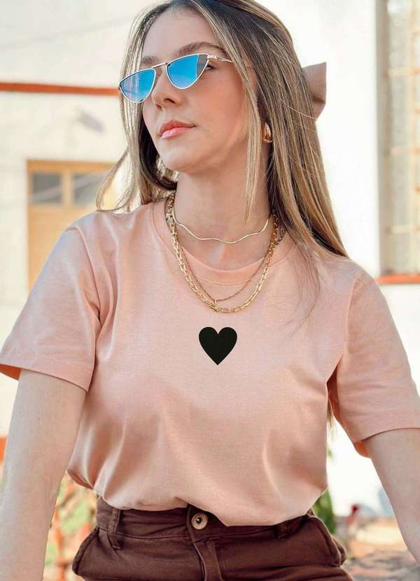 Cianitas - T-Shirt Salmão Coração Rosa