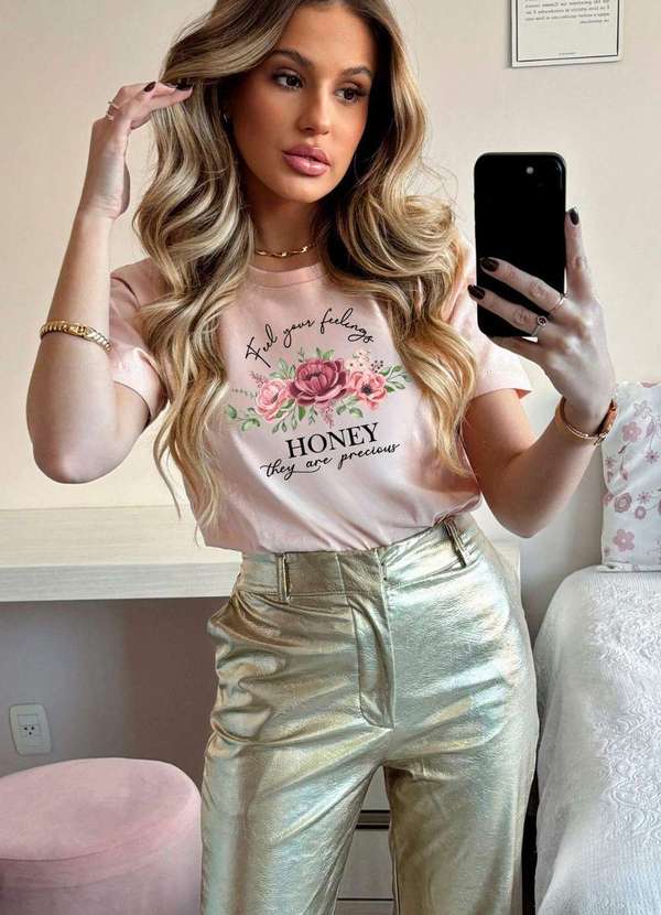 Cianitas - T-Shirt Salmão Feel Your Rosa