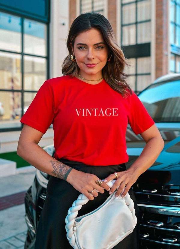 Cianitas - T-Shirt Vermelha Vintage Vermelho