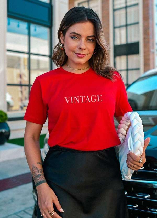 Cianitas - T-Shirt Vermelha Vintage Vermelho 2