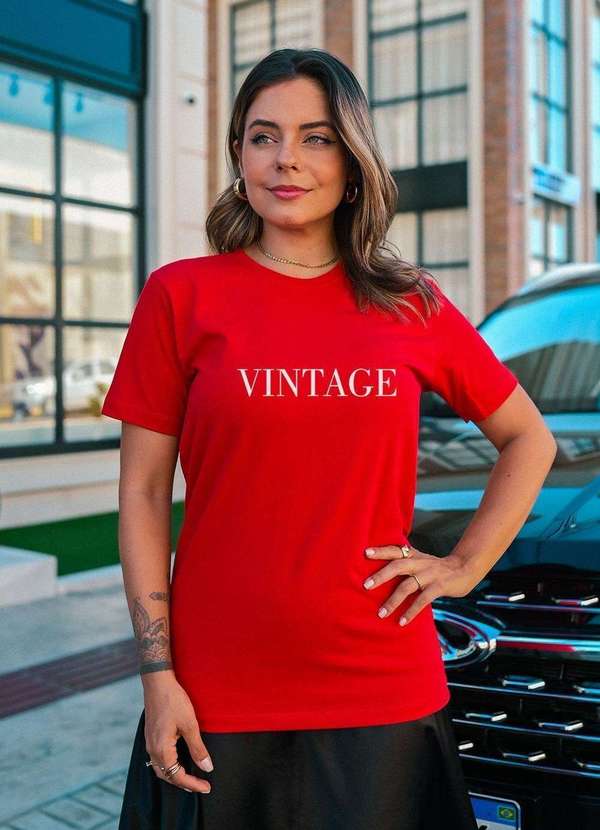 Cianitas - T-Shirt Vermelha Vintage Vermelho 3