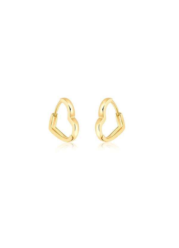 Mônica Rizzi - Argola de Coracao Media Lisa Banhada em Ouro 18k Dourado