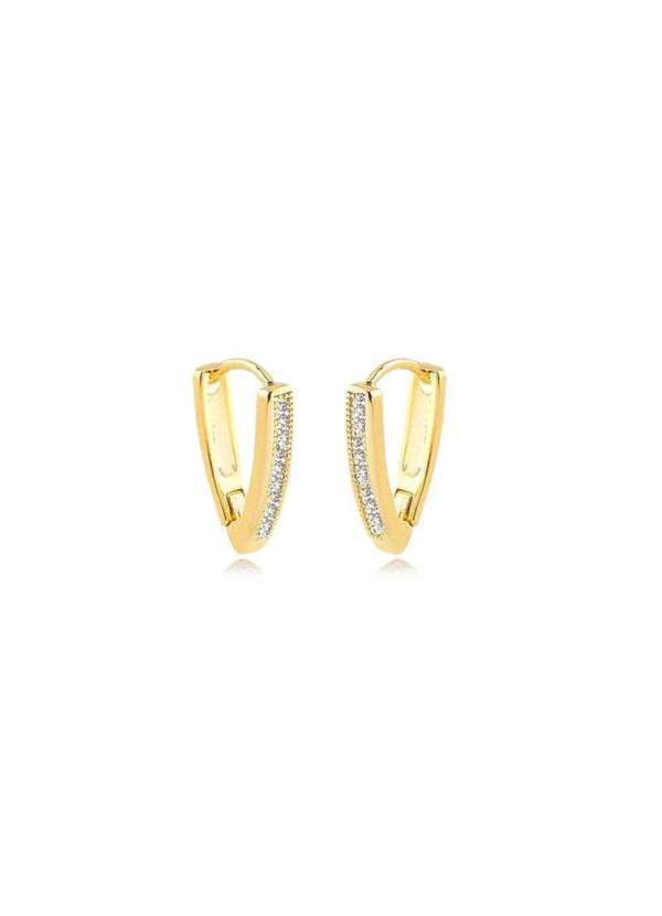 Mônica Rizzi - Brinco Argola Geometrica Veronica Banhado a Ouro 18k Dourado