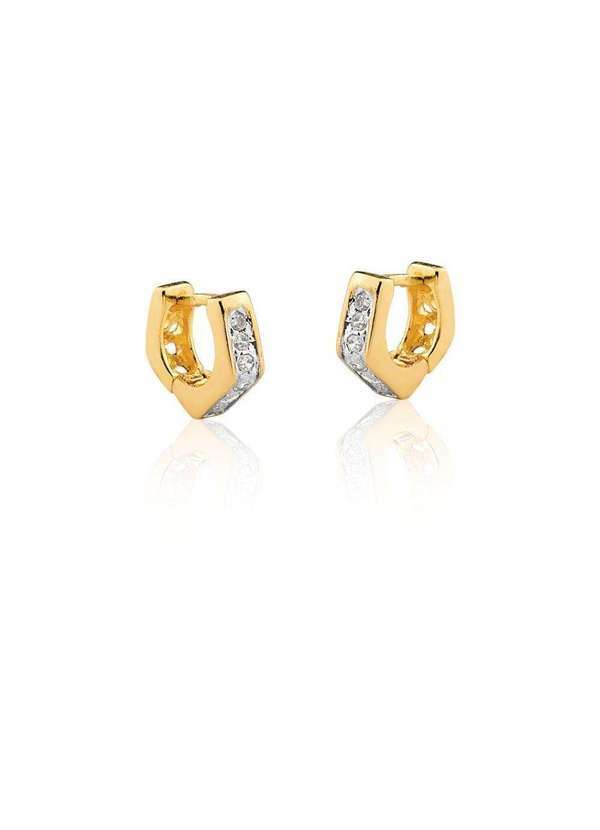 Mônica Rizzi - Brinco Argolinhas Mini Losango Zirconias Banhado Ouro Semijoia Dourado