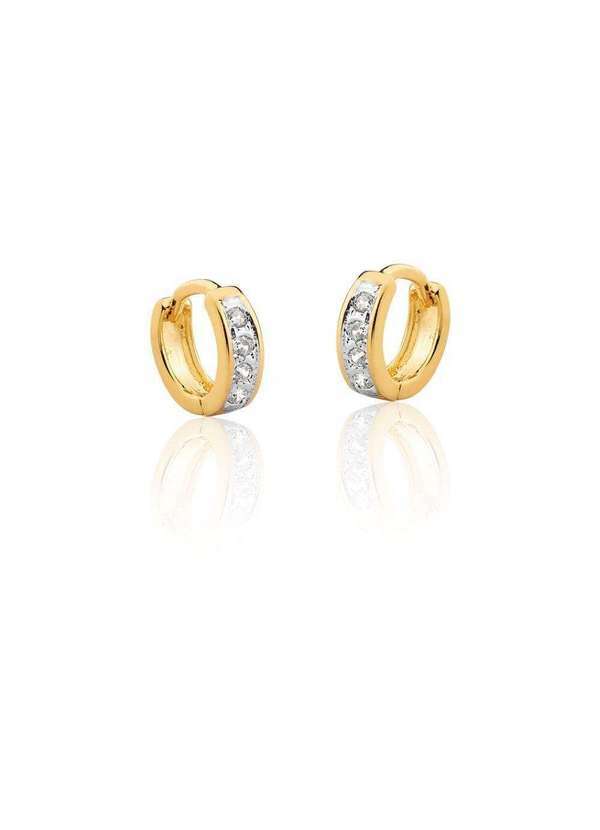 Mônica Rizzi - Brinco Argolinhas Mini Zirconias Banhado em Ouro 18kg Dourado