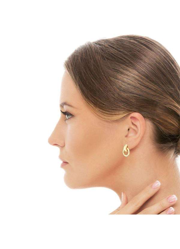 Mônica Rizzi - Brinco com Elo Redondo Banhado em Ouro 18k Dourado 2