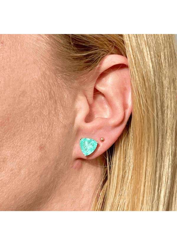 Mônica Rizzi - Brinco Cristal Triangular Fusion Cor Turmalina Rodio Prata 2