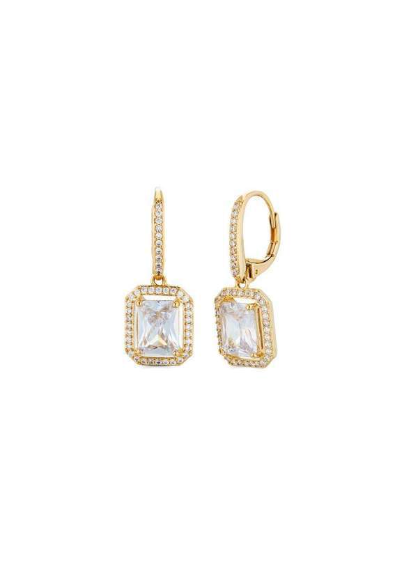 Mônica Rizzi - Brinco de Argola Grace com Pingente Zirconia Banhado Ouro Dourado
