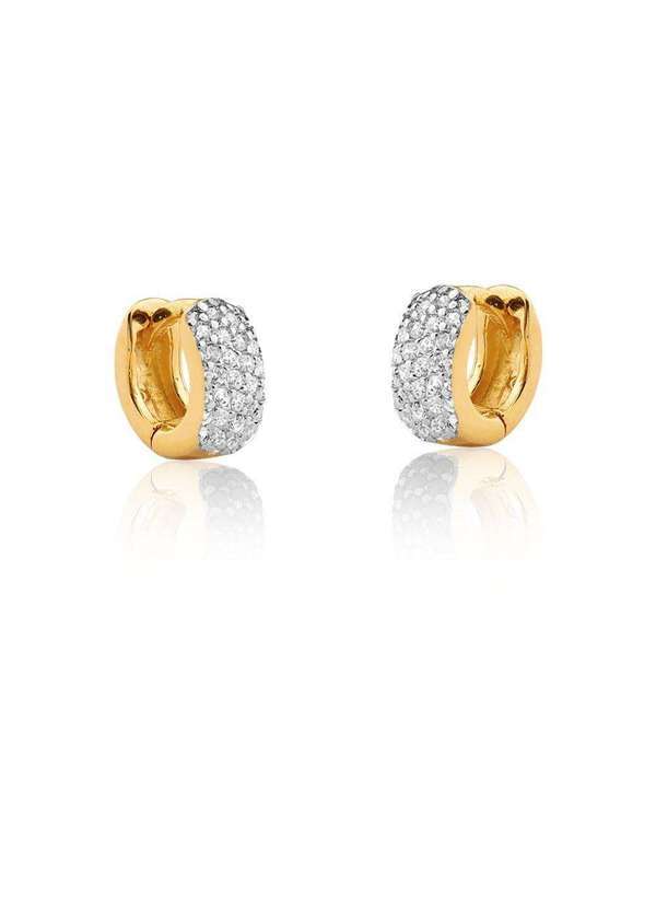 Mônica Rizzi - Brinco de Argolas Pequeno com Zirconias Banhado em Ouro Dourado