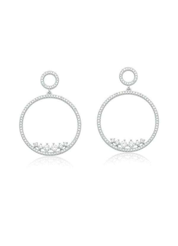 Mônica Rizzi - Brinco de Festa Luxo Gigi com Zirconias em Rodio Semijoia Prata