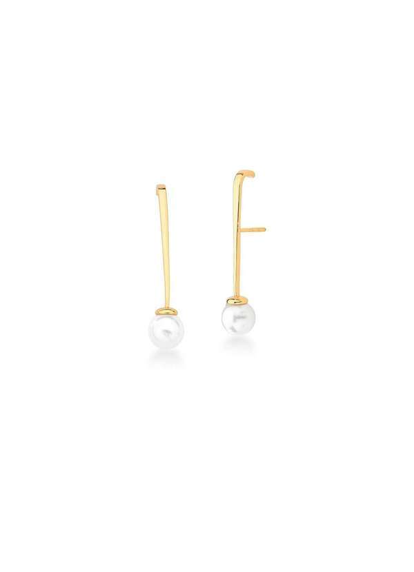 Mônica Rizzi - Brinco de Perola Shell Ear Hook Banhado em Ouro 18k Dourado