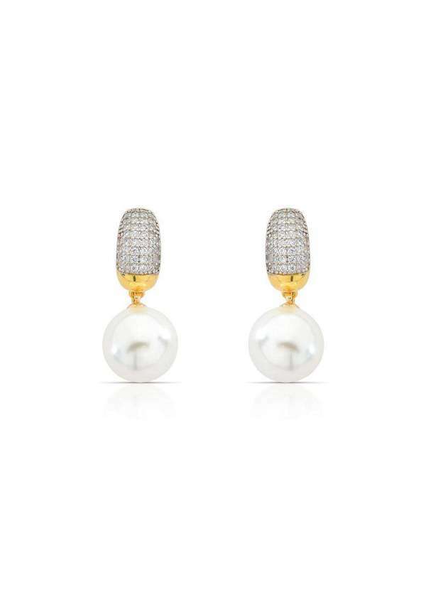 Mônica Rizzi - Brinco de Perolas Luma com Zirconias Banhado a Ouro 18k Dourado