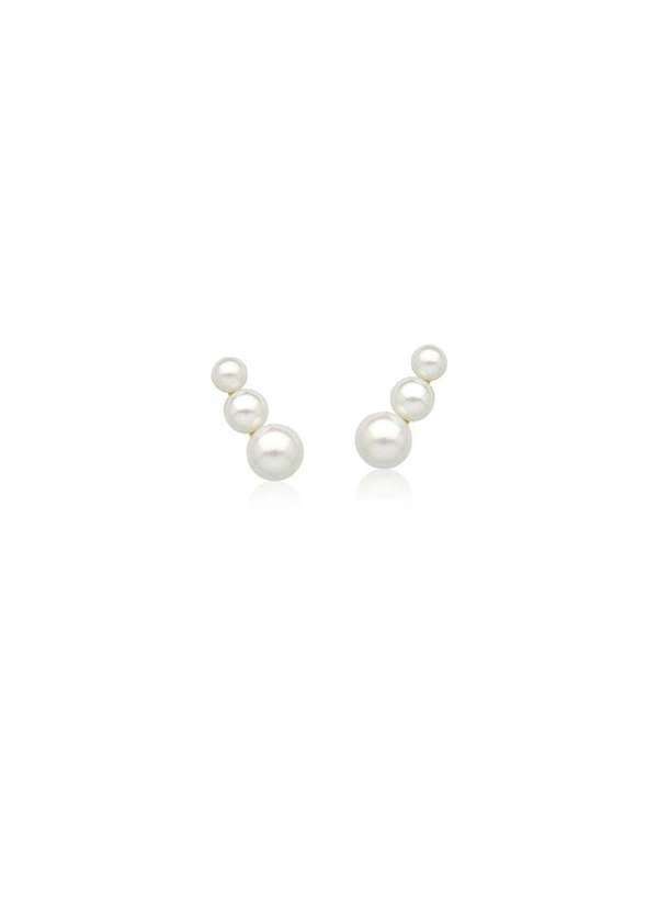 Mônica Rizzi - Brinco Ear Cuff Astrid com Tres Perolas Banhado Ouro Semijoia Dourado