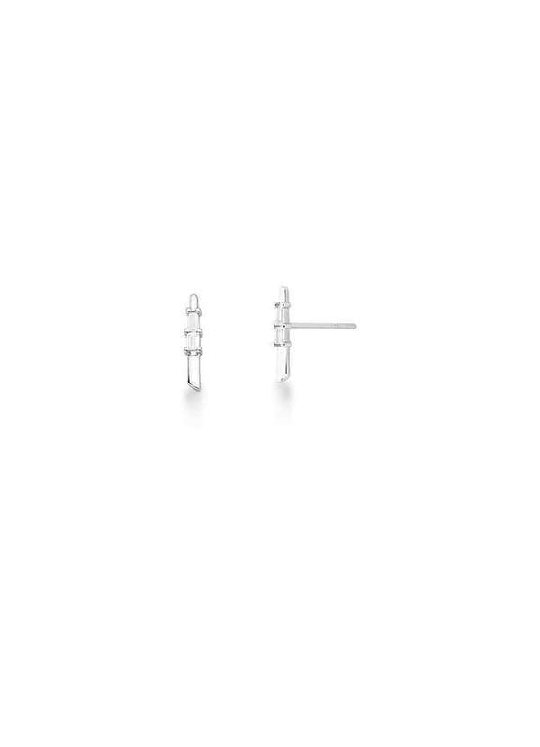 Mônica Rizzi - Brinco Palito com Zirconia Baguete Banhado em Rodio Semijoia Prata