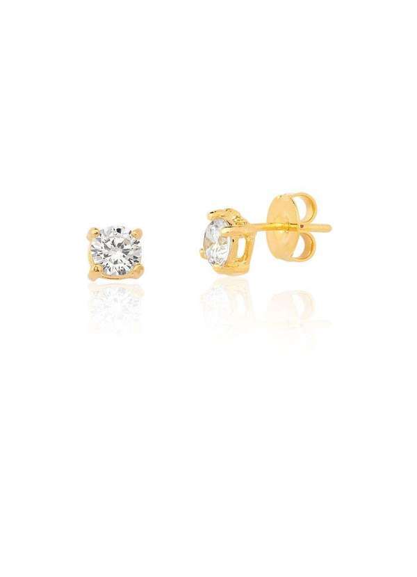Mônica Rizzi - Brinco Ponto de Luz 5mm Banhado em Ouro 18k Semijoia Dourado
