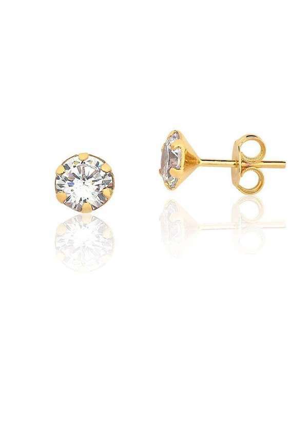 Mônica Rizzi - Brinco Ponto de Luz 8mm Banhado em Ouro 18k Semijoia Dourado
