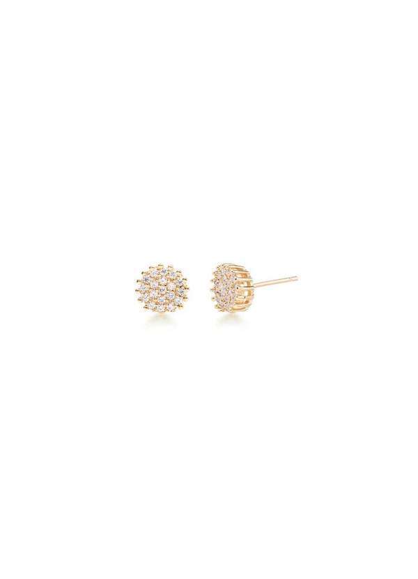 Mônica Rizzi - Brinco Ponto de Luz 8mm com Zirconias Banhado em Ouro 18k Dourado