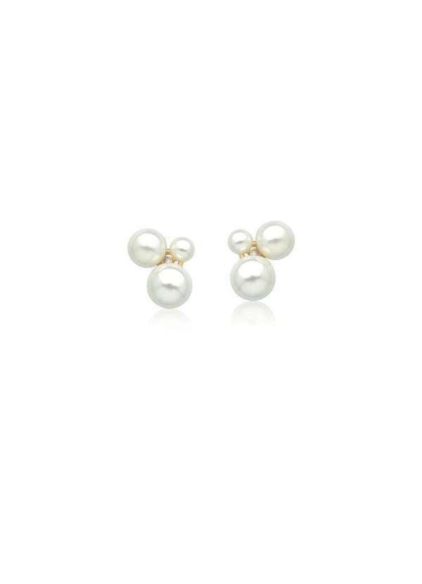 Mônica Rizzi - Brinco Tres Perolas e Micro Pontos de Luz Elisa Banhado Ouro 18k Dourado