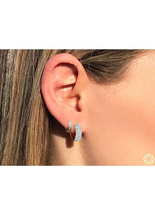 Mônica Rizzi - Conjunto Brinco Argolas Zirconias Semijoias Dourado 2