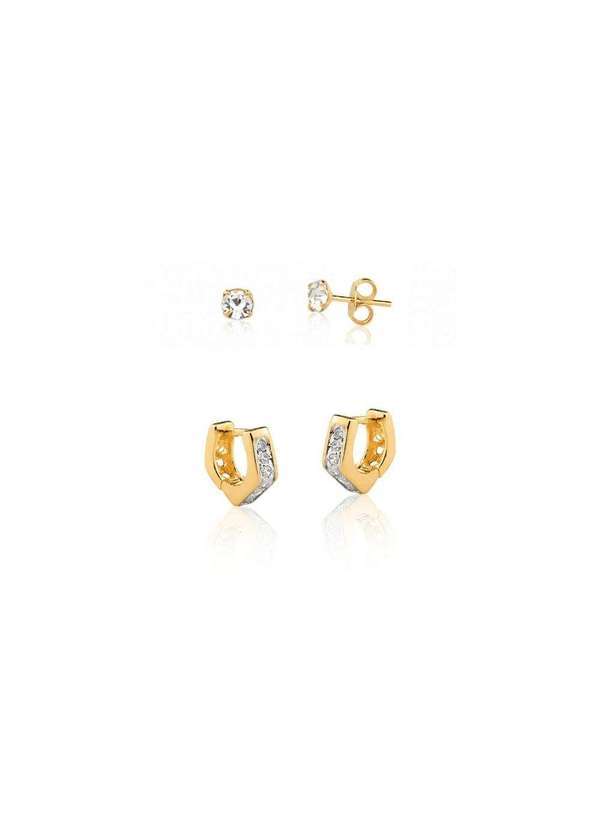Mônica Rizzi - Kit 2 Brincos Banhadas Ouro 18k Semijoias Dourado