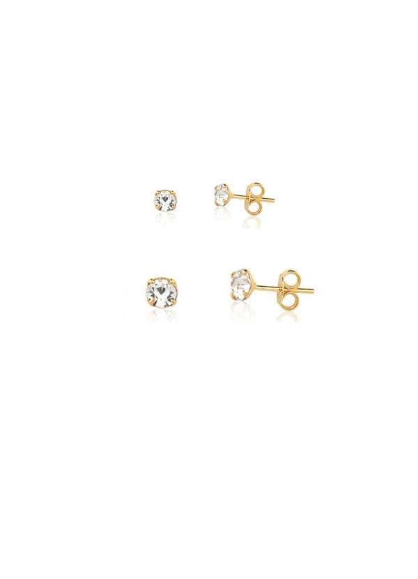 Mônica Rizzi - Kit 2 Brincos Ponto de Luz 6mm e 4mm Banhado Ouro Semijoias Dourado