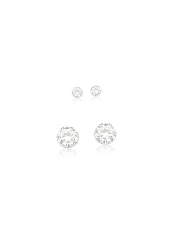 Mônica Rizzi - Kit 2 Brincos Ponto de Luz 6mm e 4mm em Prata Lisa Semijoias Prata