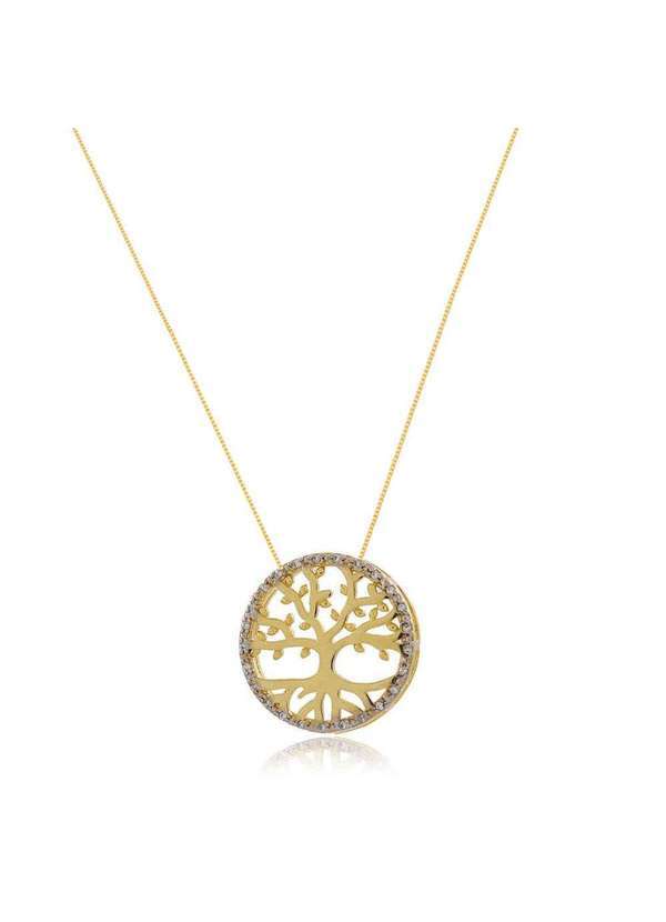 Mônica Rizzi - Colar Arvore da Vida com Zirconias Banhado Ouro Semijoia Dourado