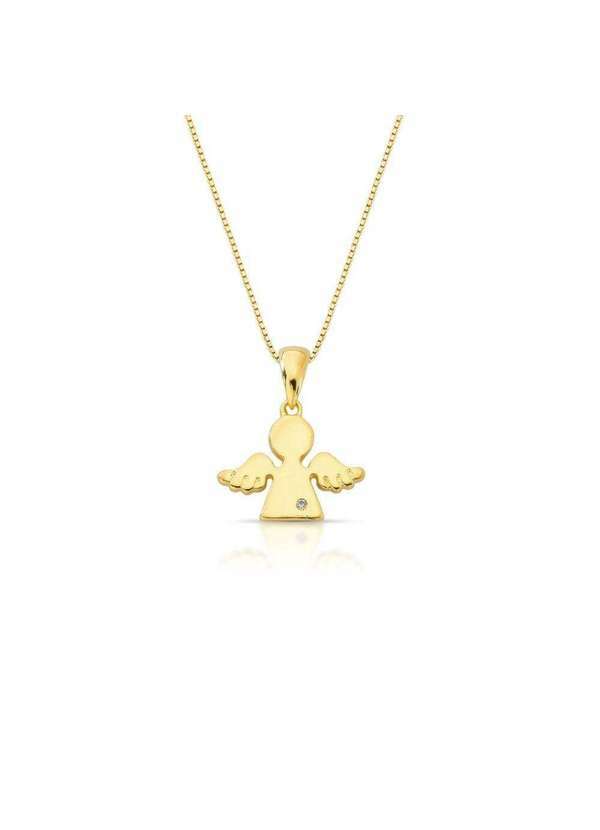 Mônica Rizzi - Colar de Anjo da Guarda com Zirconia Banhado em Ouro 18k Anjinho Dourado