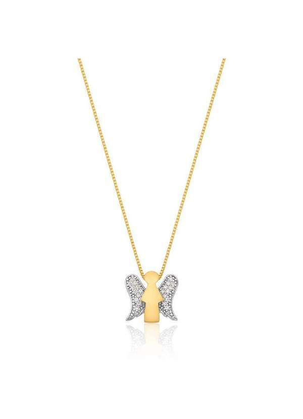 Mônica Rizzi - Colar de Anjo da Guarda com Zirconias Banhado em Ouro Semijoia Dourado