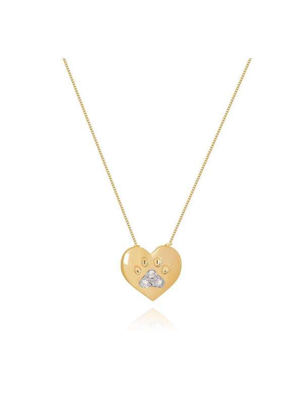 Mônica Rizzi - Colar de Patinha Pet com Zirconias Banhado em Ouro Semijoia Dourado