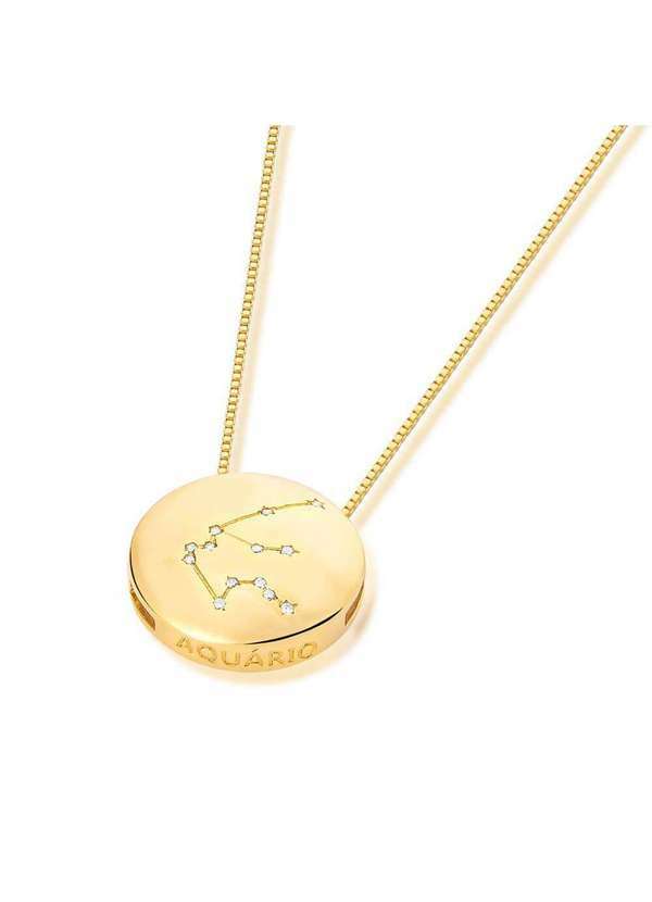 Mônica Rizzi - Colar de Signo Constelacao de Aquario Banhado Ouro Semijoia Dourado