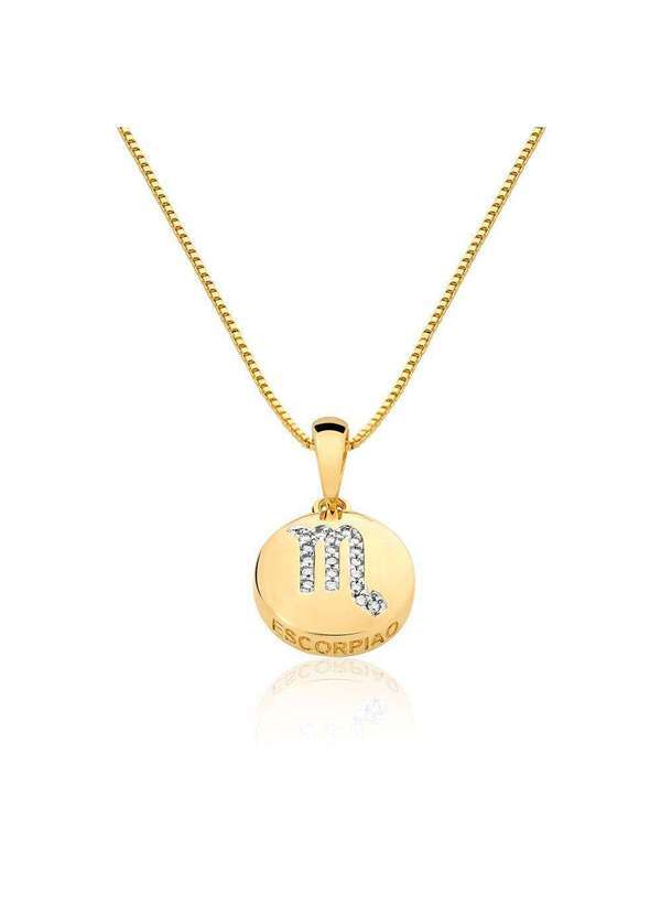 Mônica Rizzi - Colar de Signo Escorpiao com Zirconias Banhado Ouro Semijoia Dourado