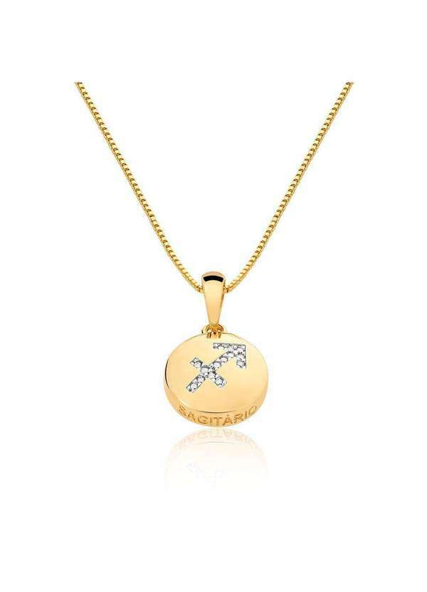 Mônica Rizzi - Colar de Signo Sagitario com Zirconias Banhado Ouro Semijoia Dourado