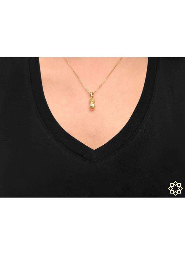 Mônica Rizzi - Colar Feminino Abacaxi Banhado em Ouro Banhado Ouro Semijoia Dourado 2
