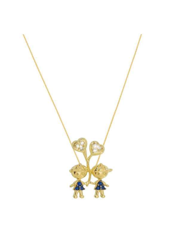Mônica Rizzi - Colar Filhos Dois Meninos com Zirconias Banhado Ouro Semijoia Dourado