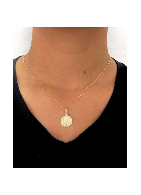 Mônica Rizzi - Colar Medalha Sao Bento Media Semijoia Dourado 2