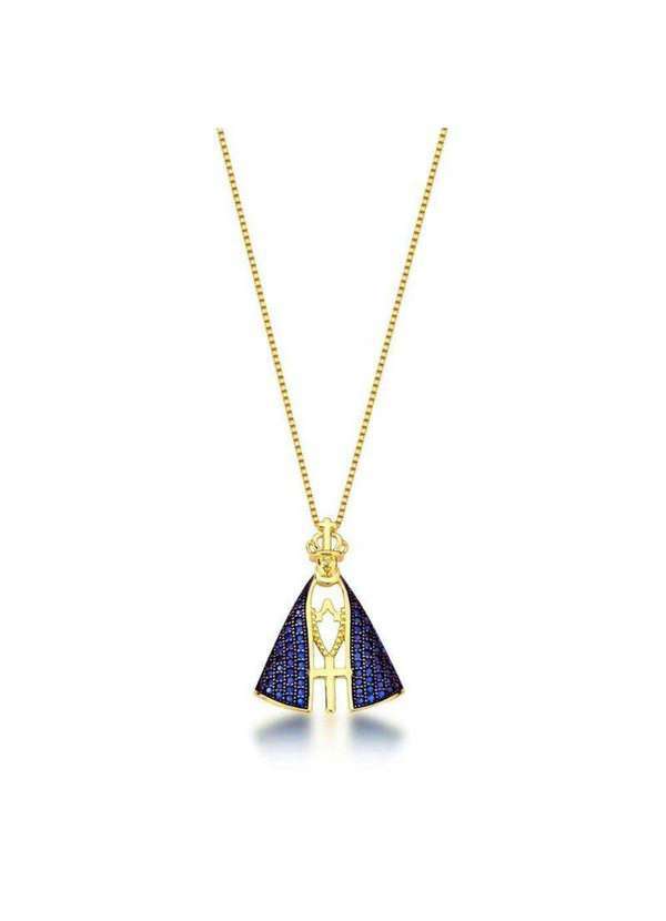 Mônica Rizzi - Colar Nossa Senhora Aparecida Medio com Zirconias Banhado em O... Dourado