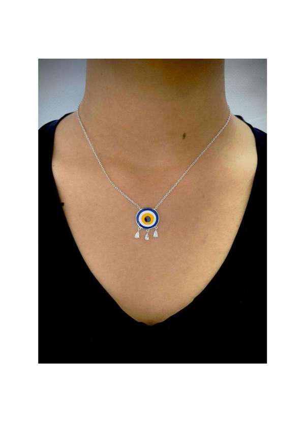 Mônica Rizzi - Colar Olho Grego Pingentes de Cristais Rodio Prata 2